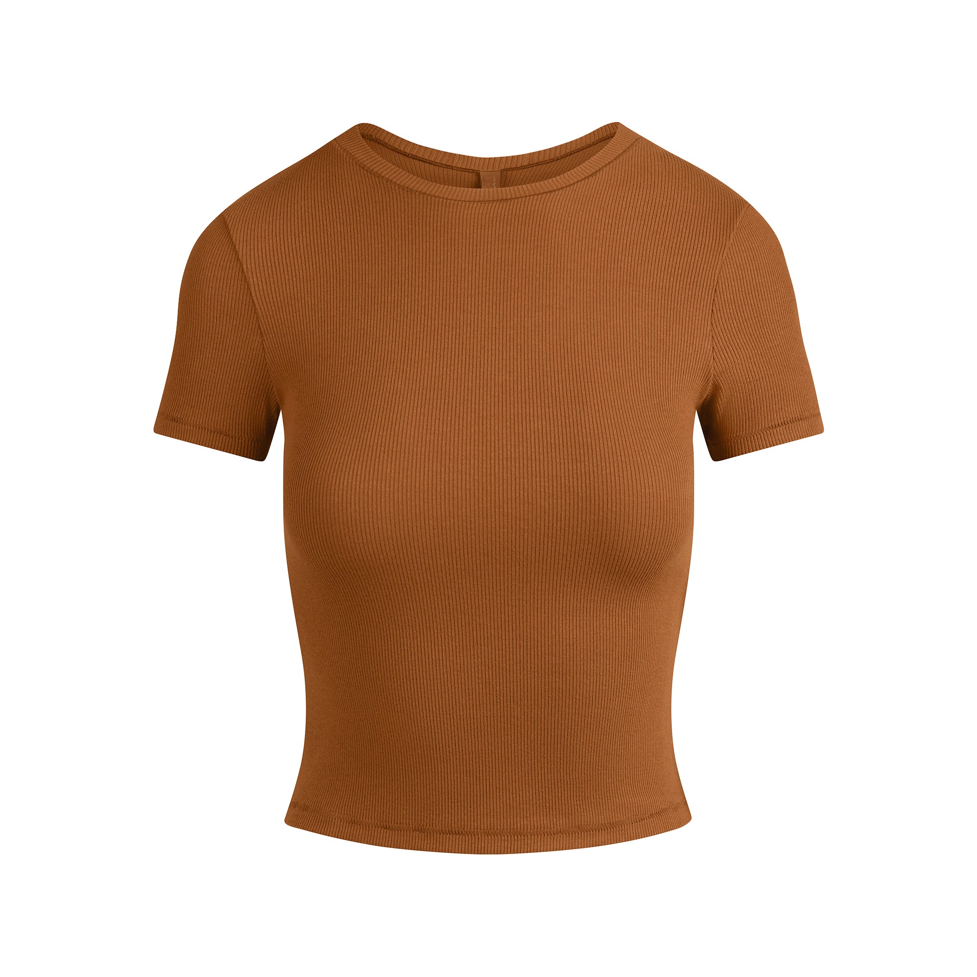 COTTON RIB T-SHIRT | CHAI FLAT ON A WHITE BACKGROUND | FLT