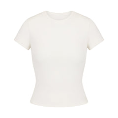 COTTON RIB T-SHIRT | MARBLE (T-SHIRTS, TOPS) LAYS FLAT ON A WHITE BACKGROUND | FLT