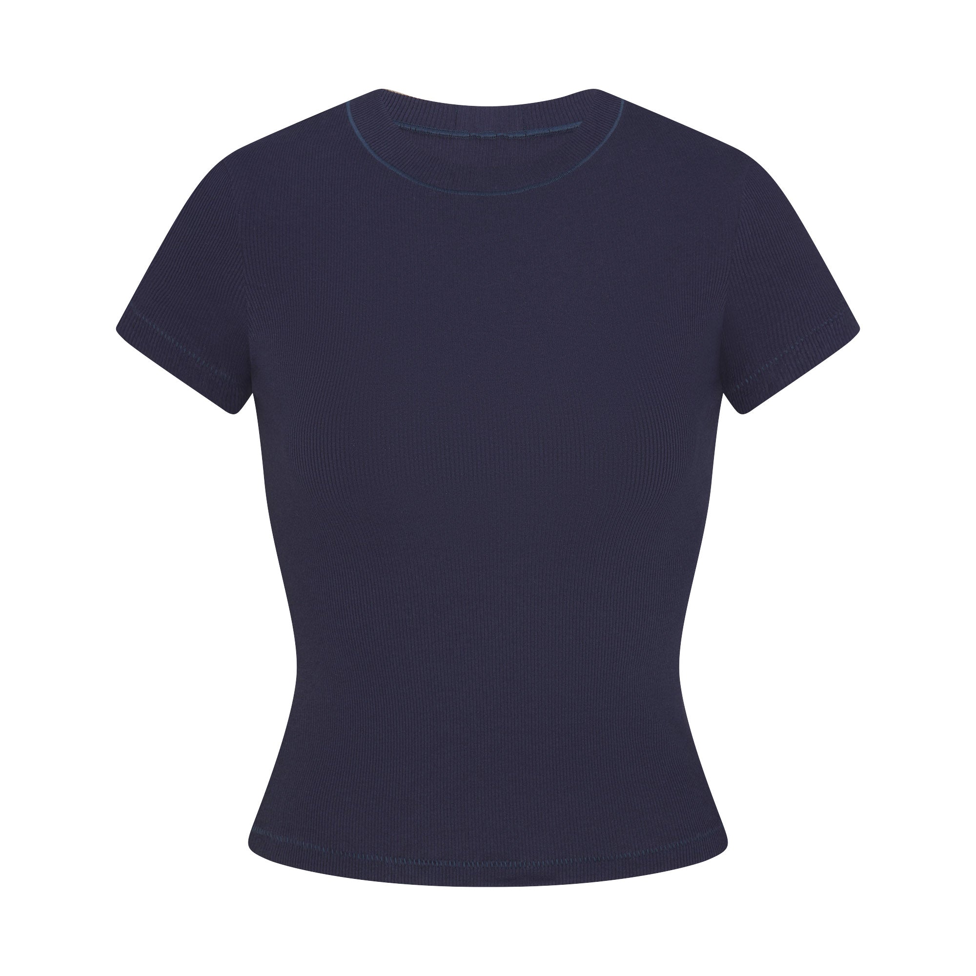 COTTON RIB T-SHIRT | NAVY FLAT ON A WHITE BACKGROUND | FLT
