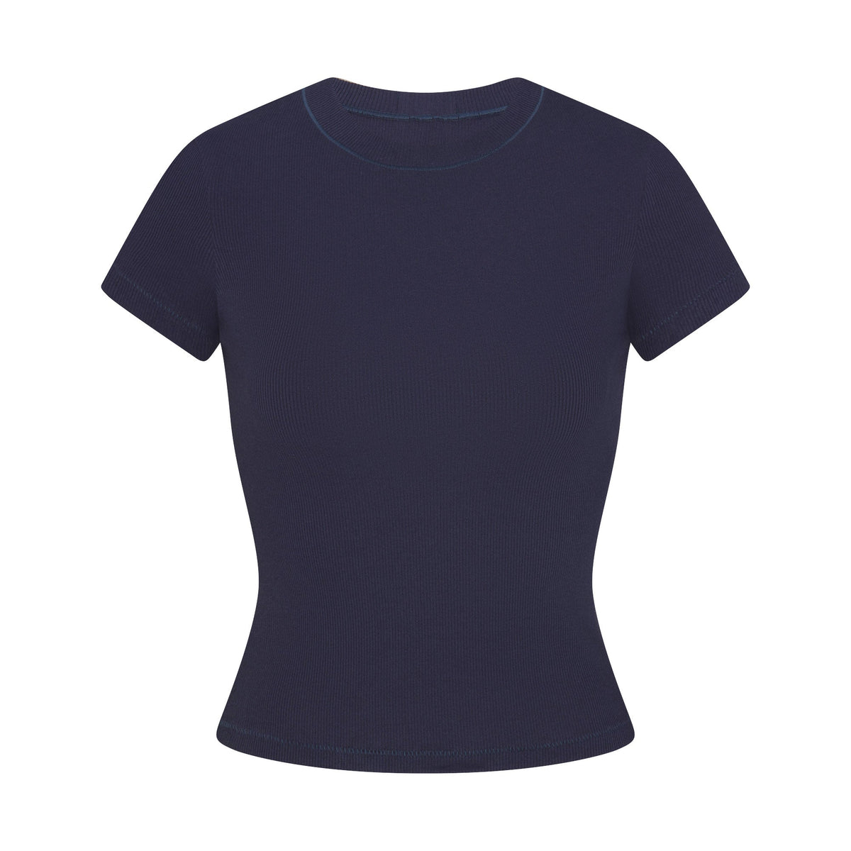 COTTON RIB T-SHIRT | NAVY FLAT ON A WHITE BACKGROUND | FLT