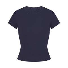 COTTON RIB T-SHIRT | NAVY FLAT ON A WHITE BACKGROUND | FLT