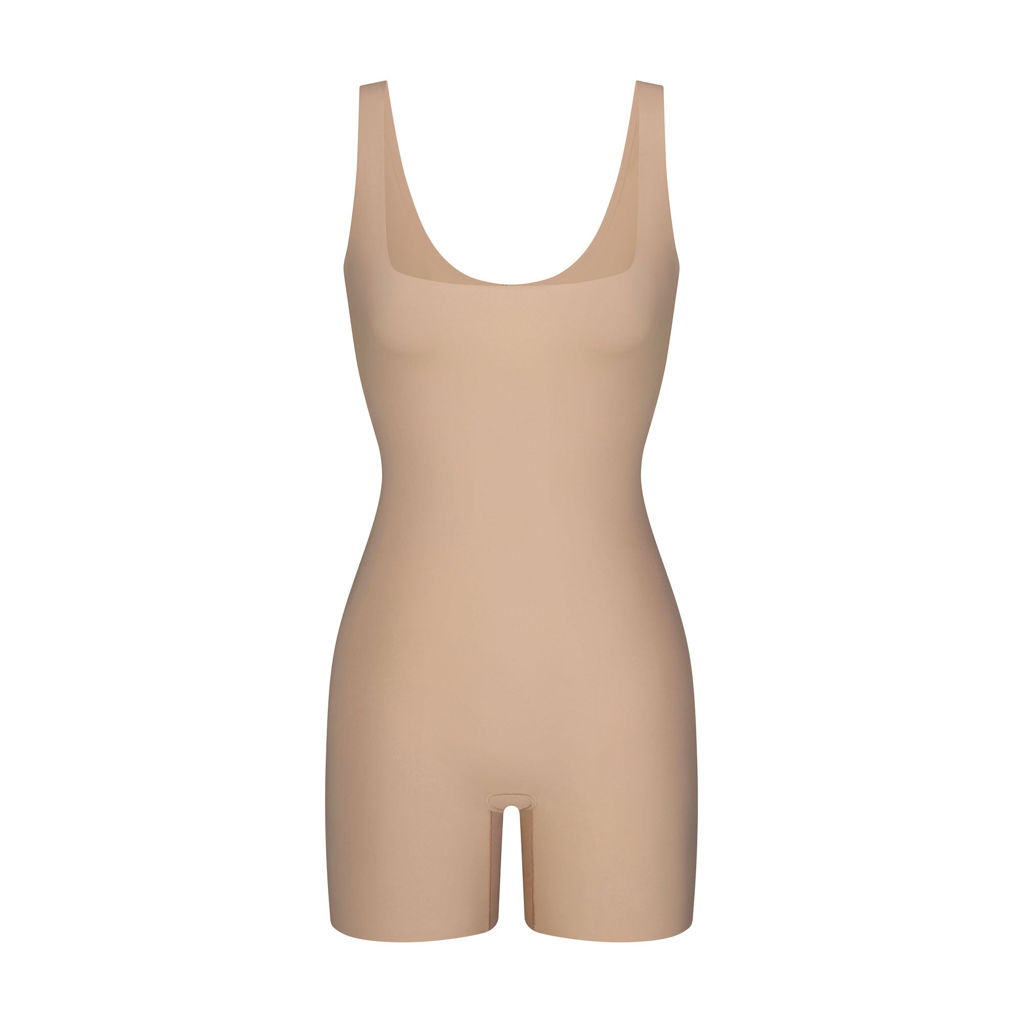 COOL SHAPEWEAR MID THIGH BODYSUIT | CLAY FLAT ON A WHITE BACKGROUND | FLT