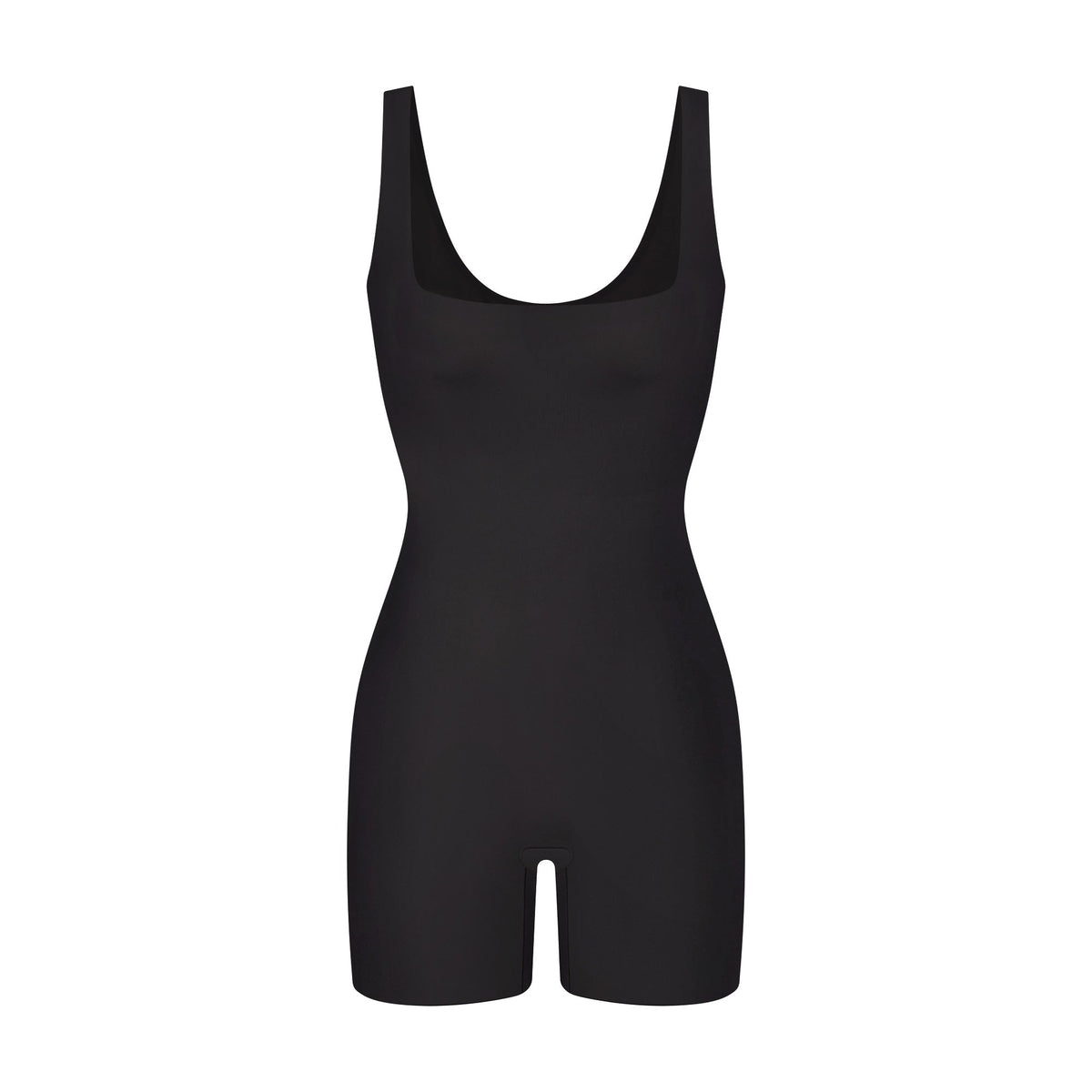 COOL SHAPEWEAR MID THIGH BODYSUIT | ONYX FLAT ON A WHITE BACKGROUND | FLT