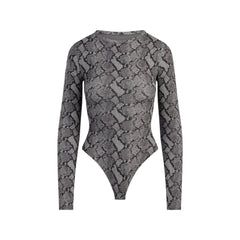 FITS EVERYBODY LONG SLEEVE CREW NECK BODYSUIT | SHADOW SNAKE PRINT FLAT ON A WHITE BACKGROUND | FLT