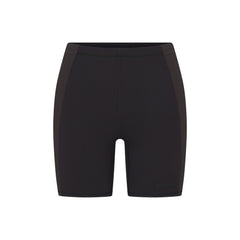 NikeSKIMS MATTE AND SHINE 5" BIKER SHORT | OBSIDIAN/IGNEOUS FLAT ON A WHITE BACKGROUND | FLT
