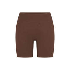 NikeSKIMS MATTE 5" BIKER SHORT | DARK SEPIA FLAT ON A WHITE BACKGROUND | FLT