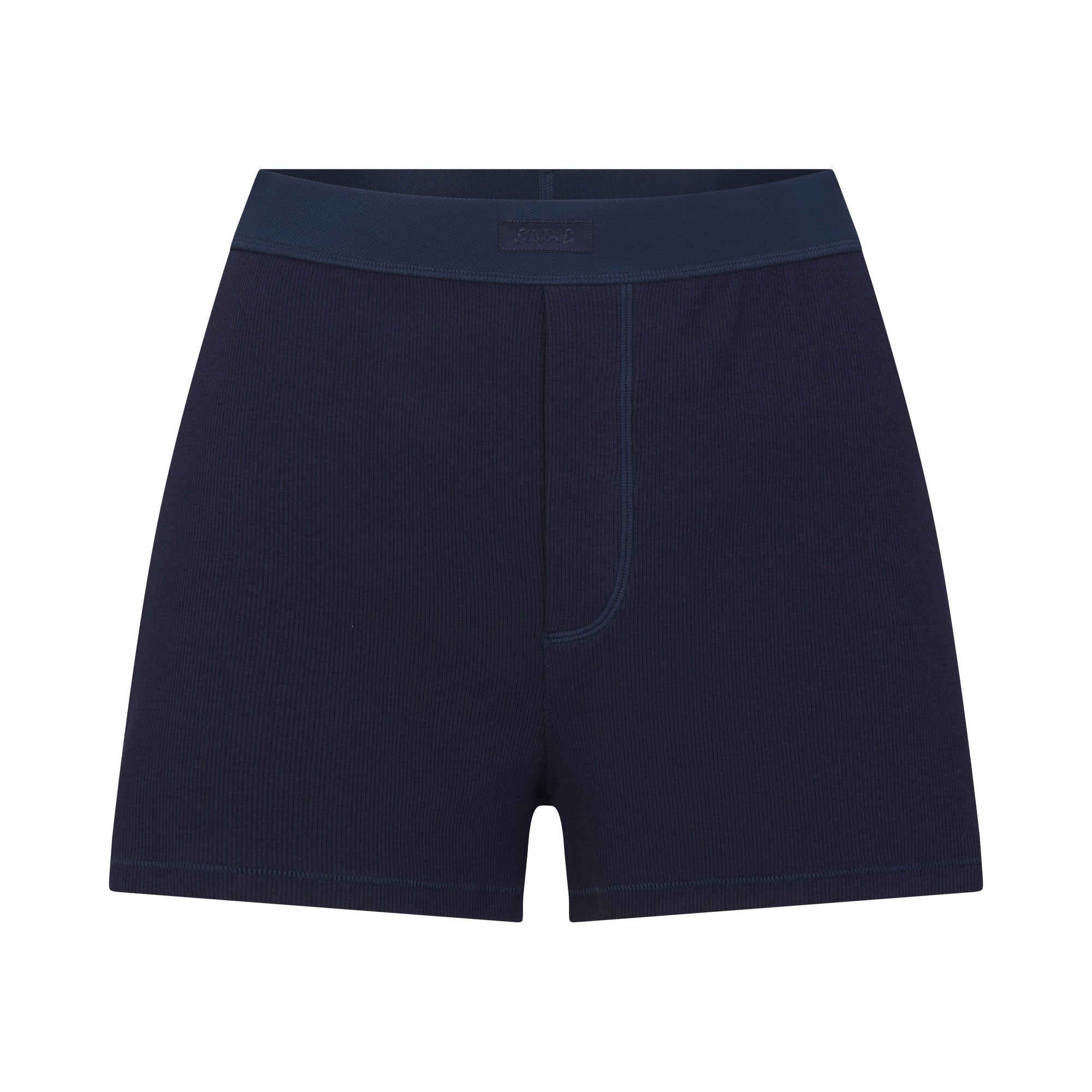COTTON RIB LOOSE BOXER | NAVY FLAT ON A WHITE BACKGROUND | FLT