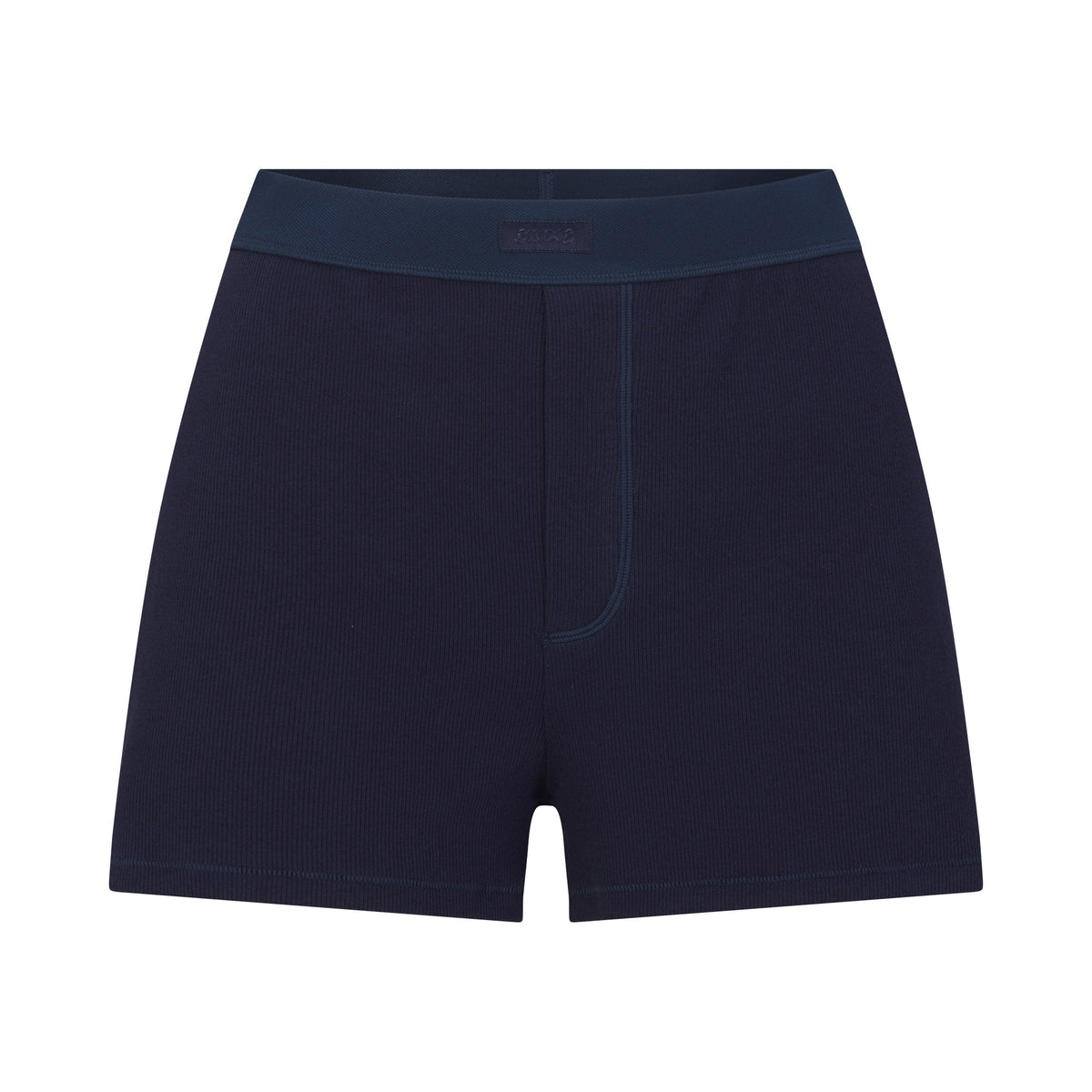 COTTON RIB LOOSE BOXER | NAVY FLAT ON A WHITE BACKGROUND | FLT
