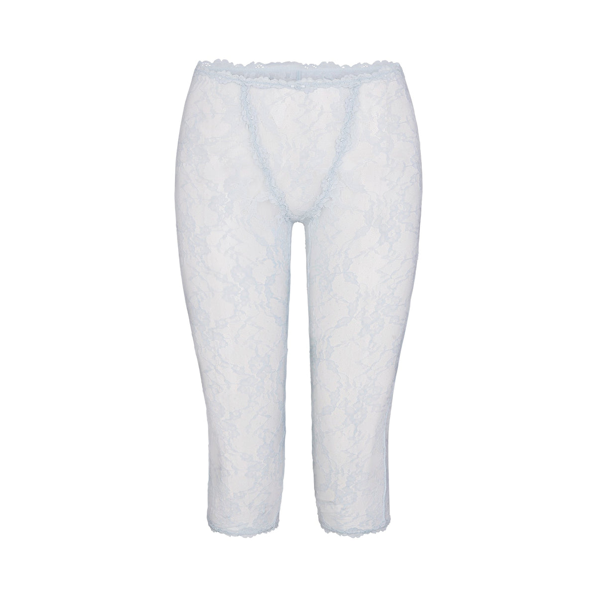 STRETCH LACE CAPRI | POWDER BLUE FLAT ON A WHITE BACKGROUND | FLT