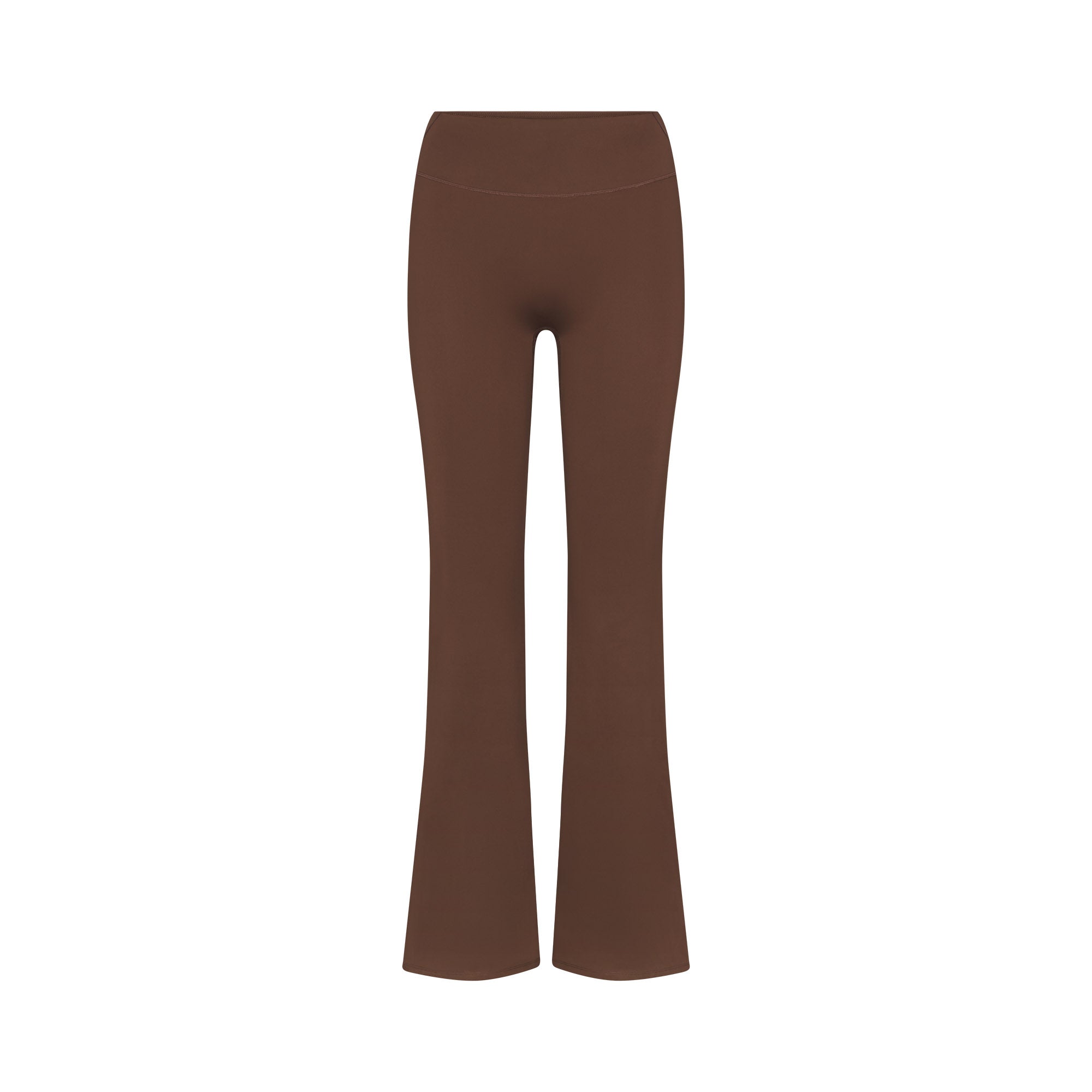 NikeSKIMS MATTE SLIM FLARE LEGGING | DARK SEPIA FLAT ON A WHITE BACKGROUND | FLT