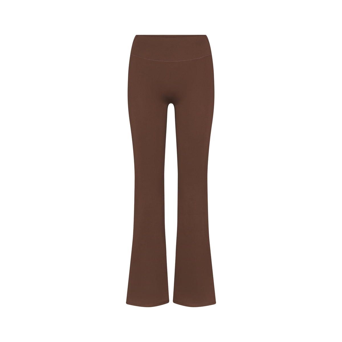 NikeSKIMS MATTE SLIM FLARE LEGGING | DARK SEPIA FLAT ON A WHITE BACKGROUND | FLT