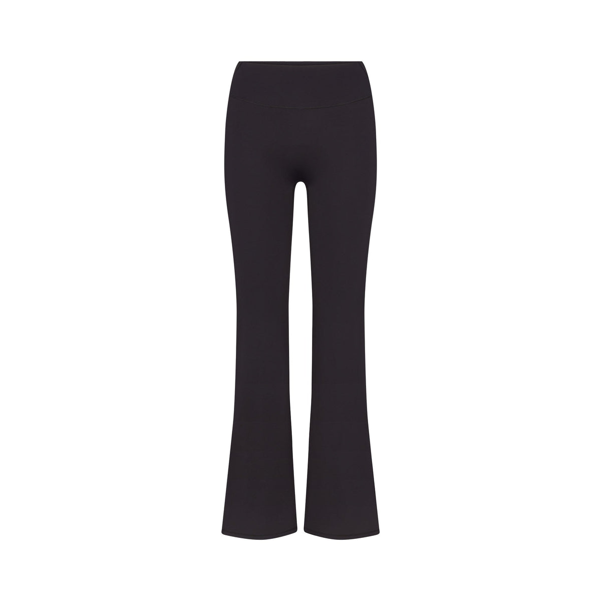 NikeSKIMS MATTE SLIM FLARE LEGGING | OBSIDIAN FLAT ON A WHITE BACKGROUND | FLT