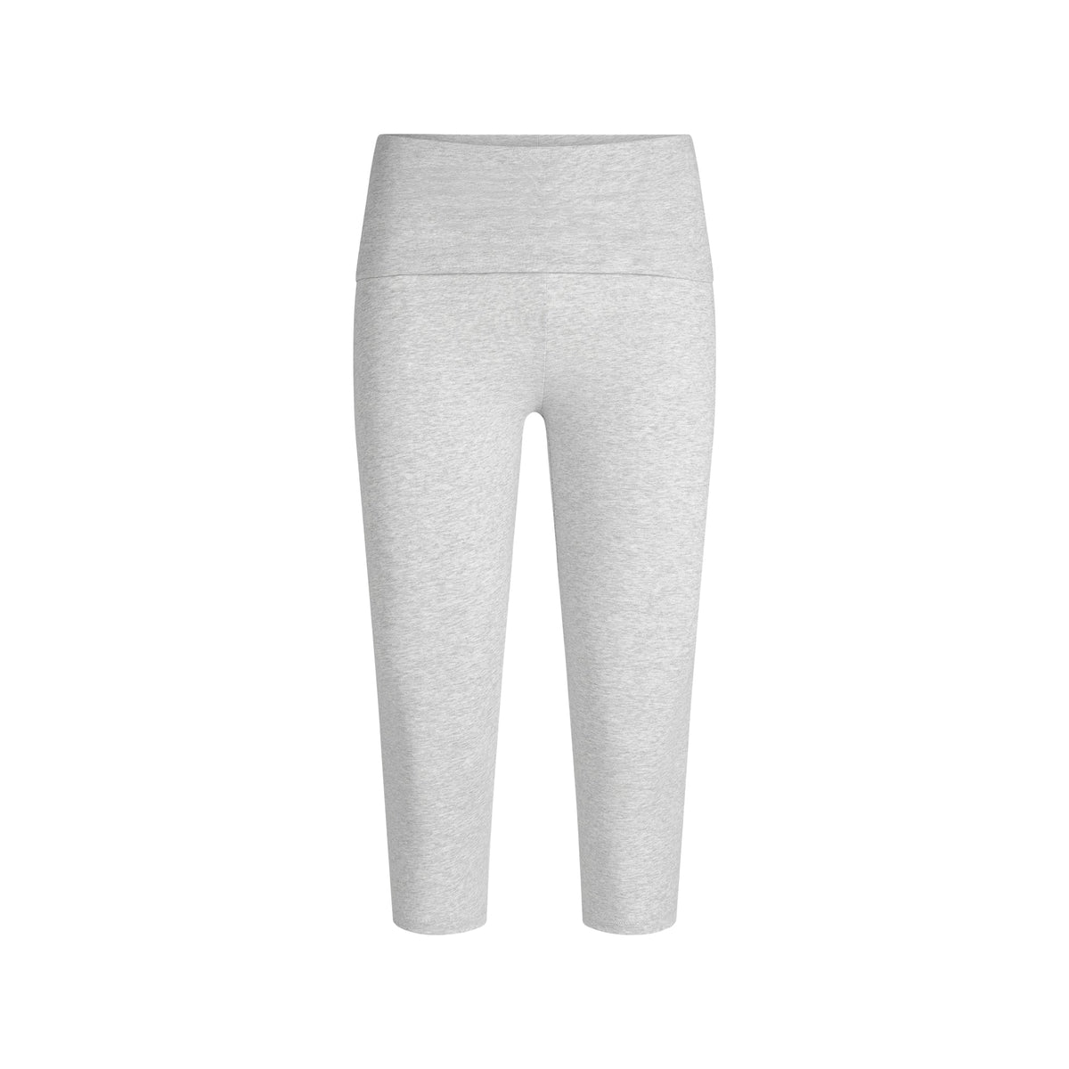 COTTON JERSEY FOLDOVER CAPRI | LIGHT HEATHER GREY FLAT ON A WHITE BACKGROUND @ | FLT