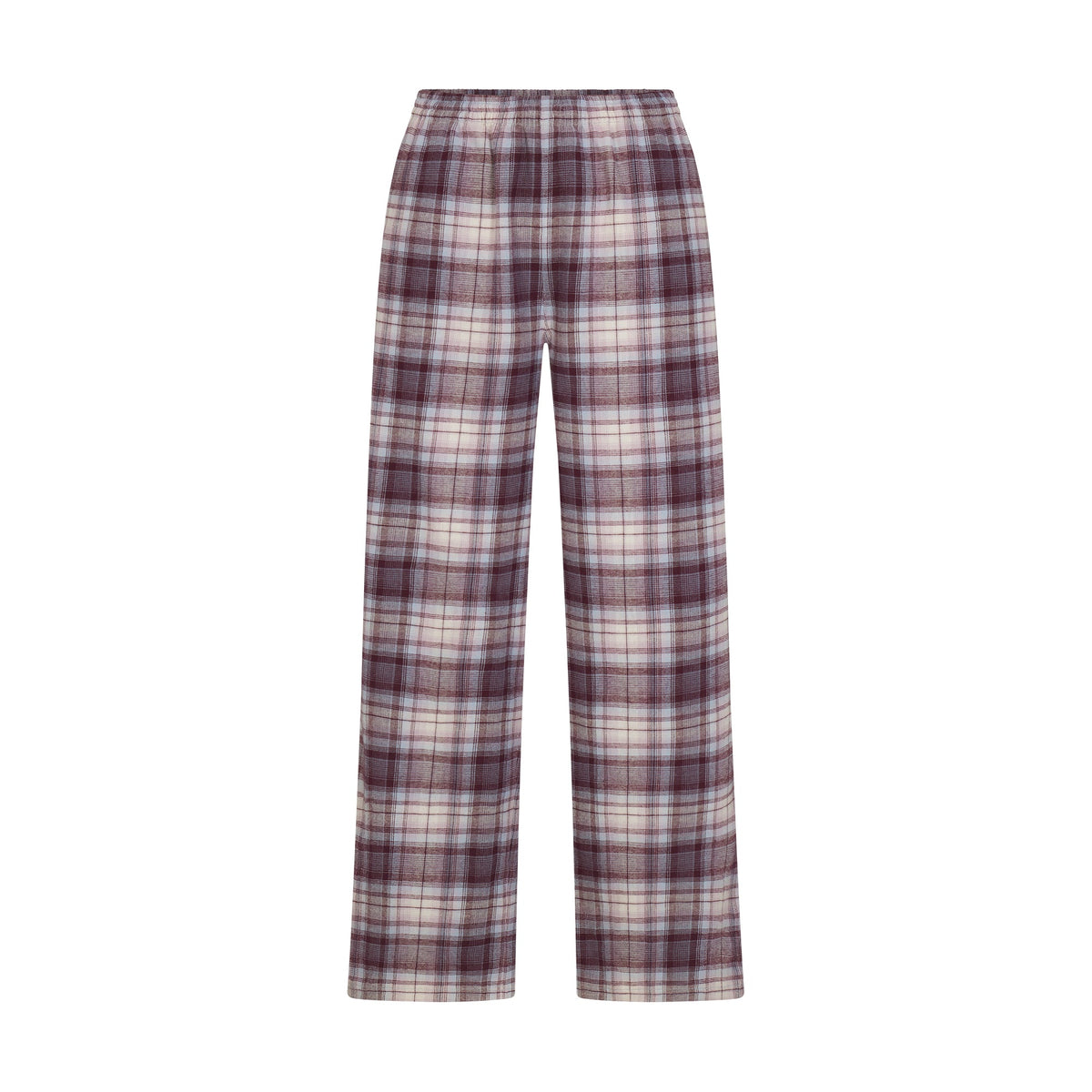 FLANNEL SLEEP OVERSIZED PANT | IRIS MICA PLAID & LAYS FLAT ON A WHITE BACKGROUND | FLT