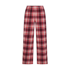 FLANNEL SLEEP OVERSIZED PANT | ULTRA PINK SANGRIA PLAID & LAYS FLAT ON A WHITE BACKGROUND | FLT
