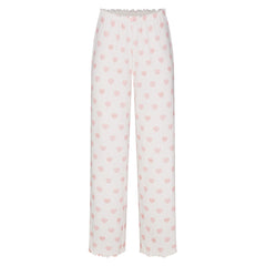 LOGO POINTELLE STRAIGHT LEG PANT | SNOW LACE HEARTS FLAT ON A WHITE BACKGROUND | FLT