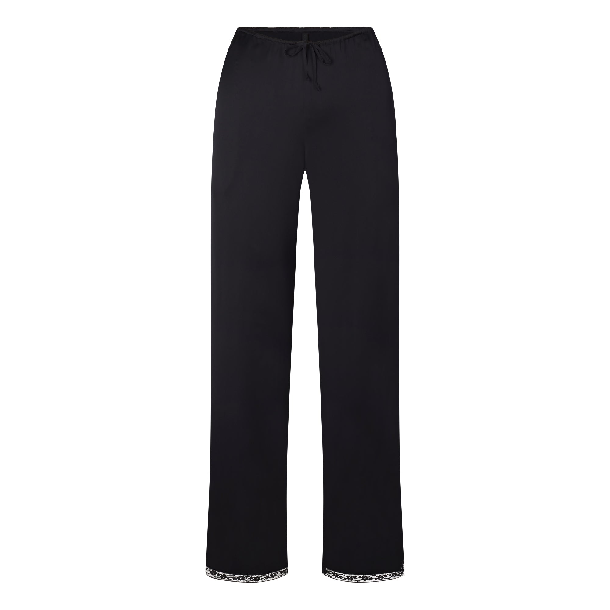 WOVEN SHINE LACE PANT | ONYX FLAT ON A WHITE BACKGROUND | FLT
