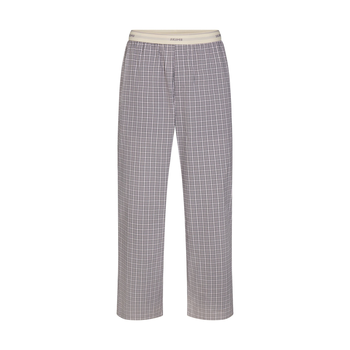 COTTON POPLIN MENS LOGO BAND SLEEP PANT | FULL MOON CHECK FLAT ON A WHITE BACKGROUND | FLT