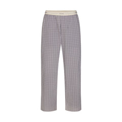 COTTON POPLIN MENS LOGO BAND SLEEP PANT | FULL MOON CHECK FLAT ON A WHITE BACKGROUND | FLT