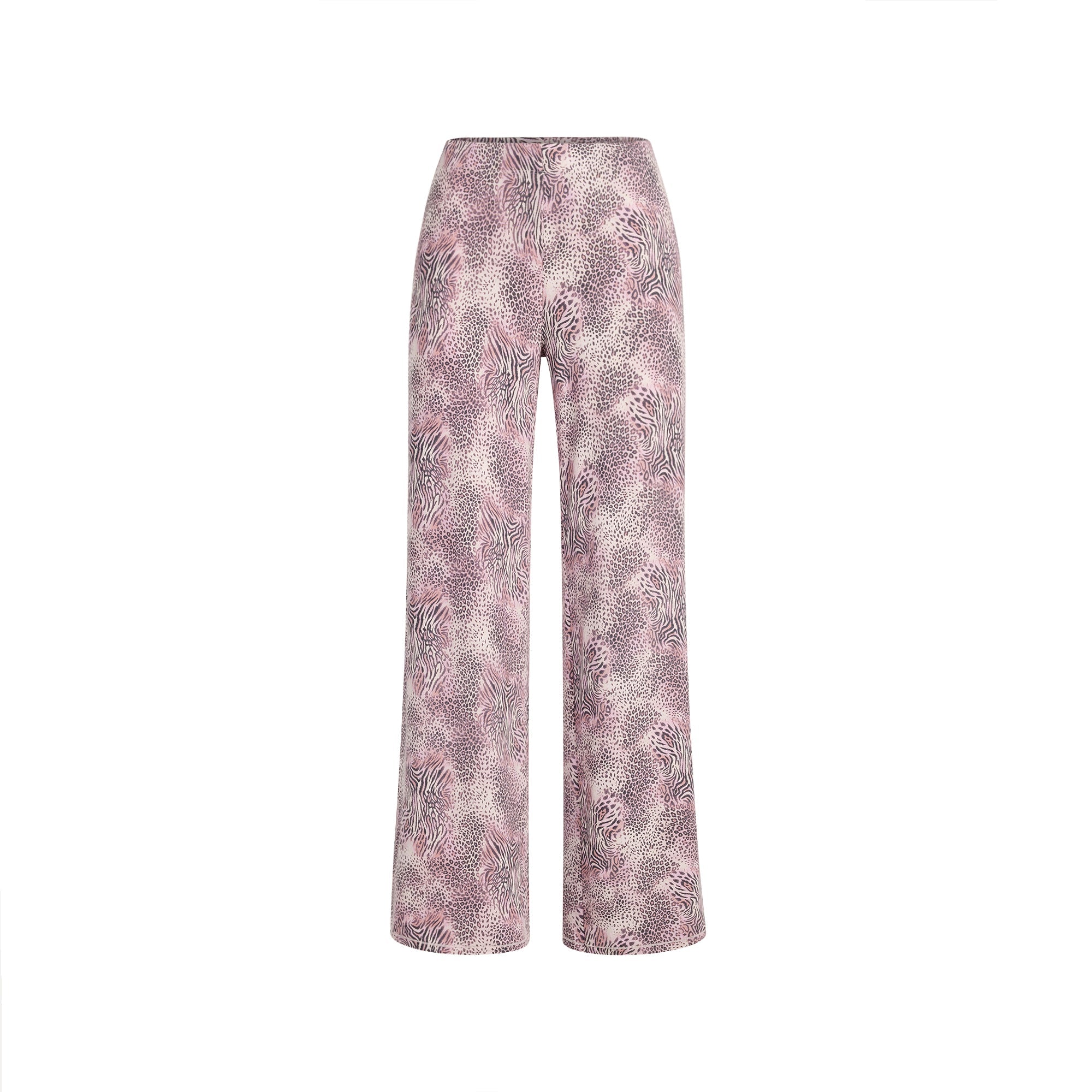 SKIMS SLEEP STRAIGHT LEG PANT | BLOOM MINI MULTI ANIMAL FLAT ON A WHITE BACKGROUND | FLT