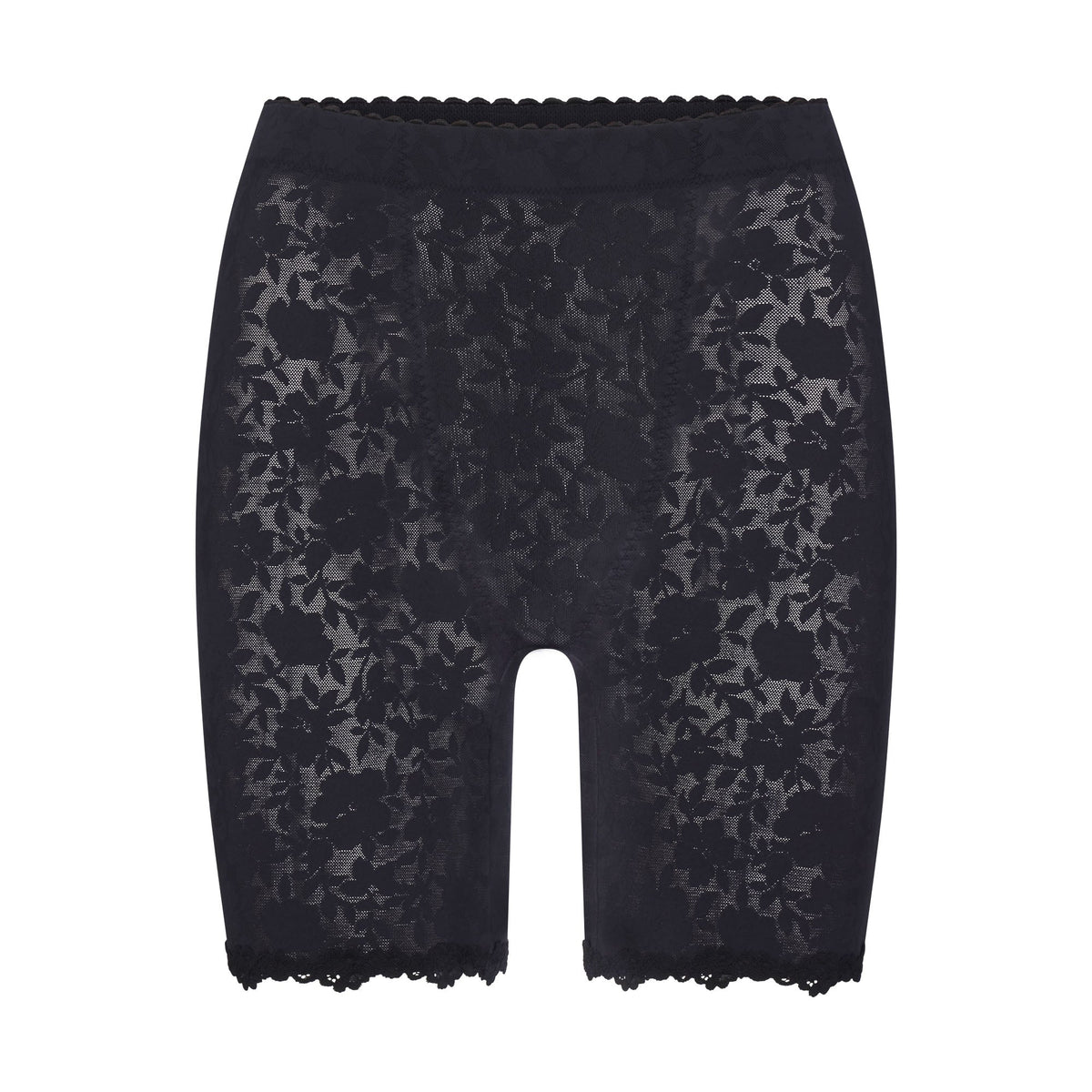 LACE SHAPEWEAR SHORT | ONYX FLAT ON A WHITE BACKGROUND | FLT