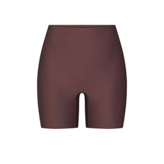 SKIMS BODY CORE SCULPT SHORTIE | COCOA FLAT ON A WHITE BACKGROUND | FLT