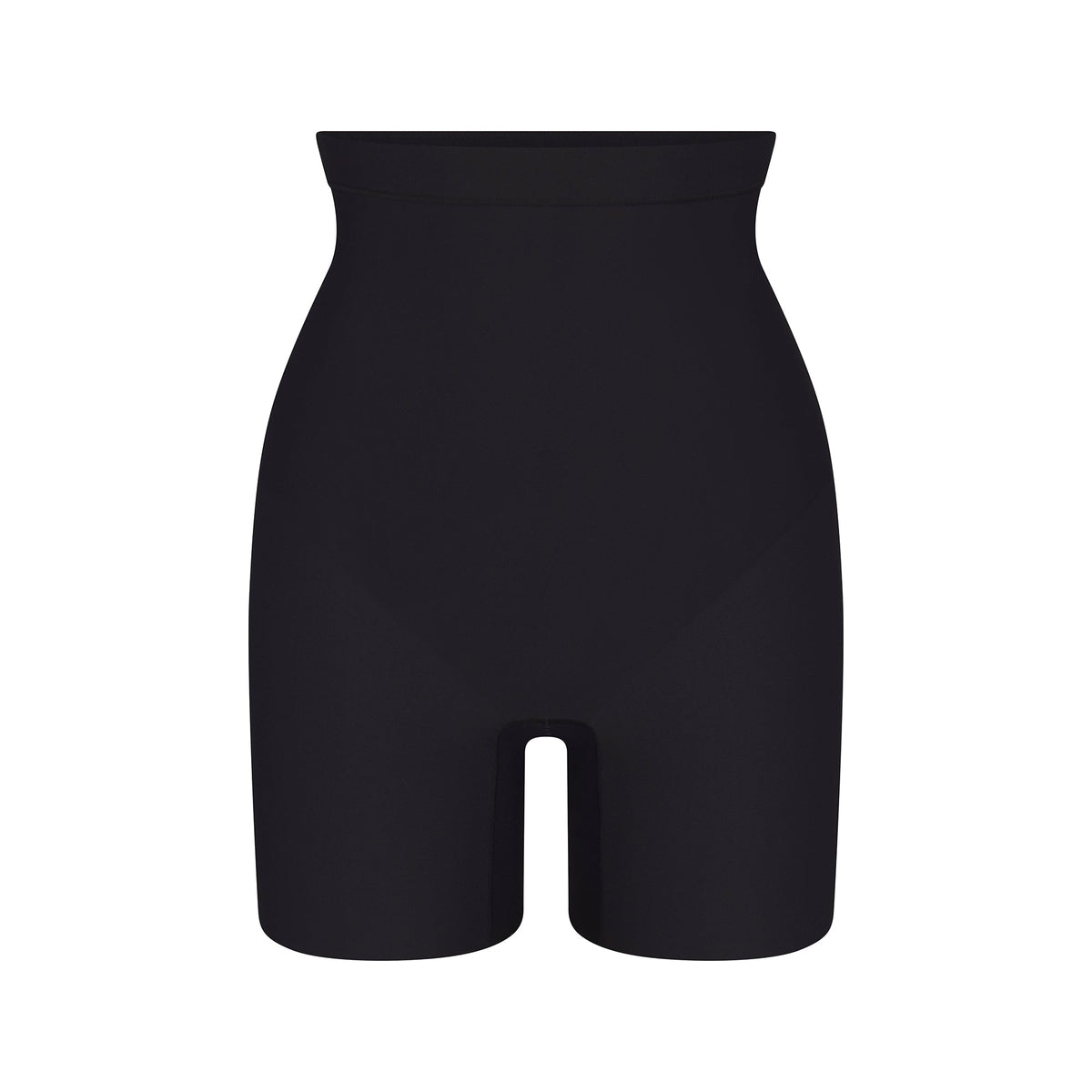 SKIMS BODY CORE SCULPT MID RISE SHORT | ONYX FLAT ON A WHITE BACKGROUND | FLT | FLT