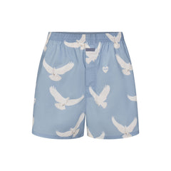 COTTON POPLIN MENS BOXER | AERO TEXTURED DOVE PRINT FLAT ON A WHITE BACKGROUND | FLT