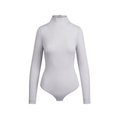 SHEER MODAL LONG SLEEVE TURTLENECK BODYSUIT | MIST FLAT ON A WHITE BACKGROUND | FLT