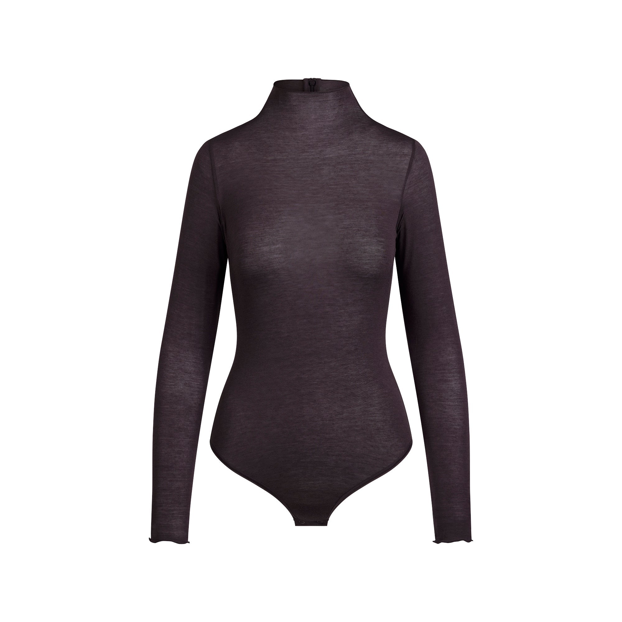 SHEER MODAL LONG SLEEVE TURTLENECK BODYSUIT | PHOENIX FLAT ON A WHITE BACKGROUND | FLT