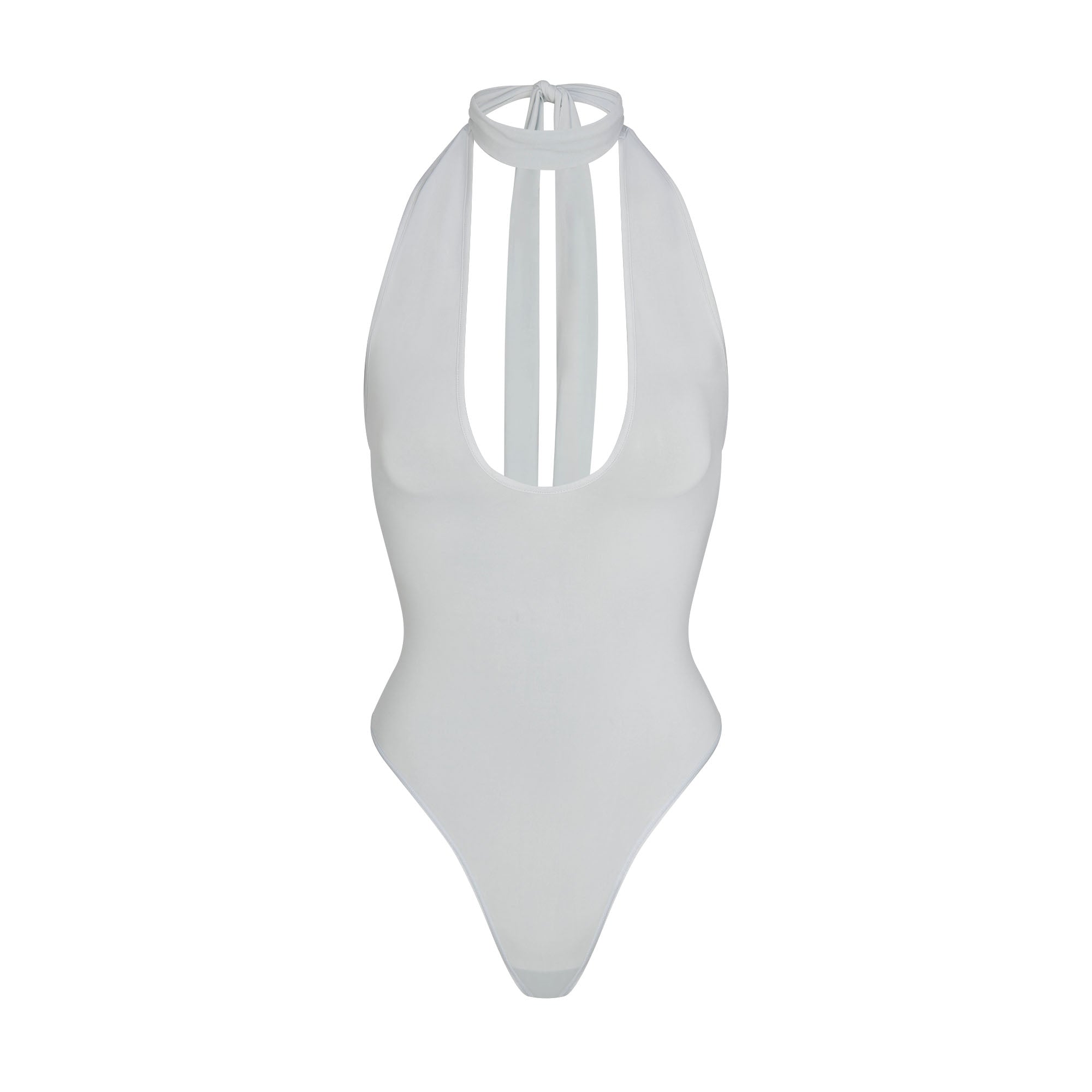 CUPRO JERSEY HALTER BODYSUIT | PEARL FLAT ON A WHITE BACKGROUND | FLT
