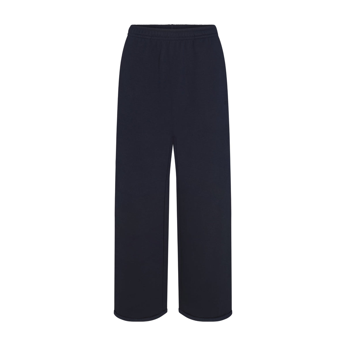 COTTON FLEECE OVERSIZED STRAIGHT LEG PANT | NAVY & LAYS FLAT ON A WHITE BACKGROUND | FLT