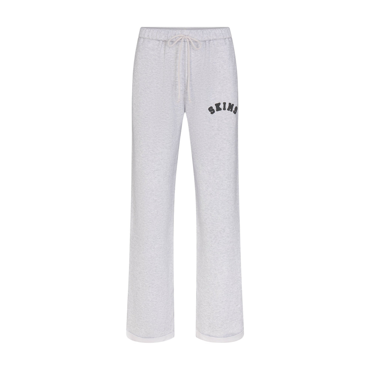 COTTON FLEECE CLASSIC STRAIGHT LEG PANT | LIGHT HEATHER GREY WITH ONYX LOGO FLAT ON A WHITE BACKGROUND | FLT