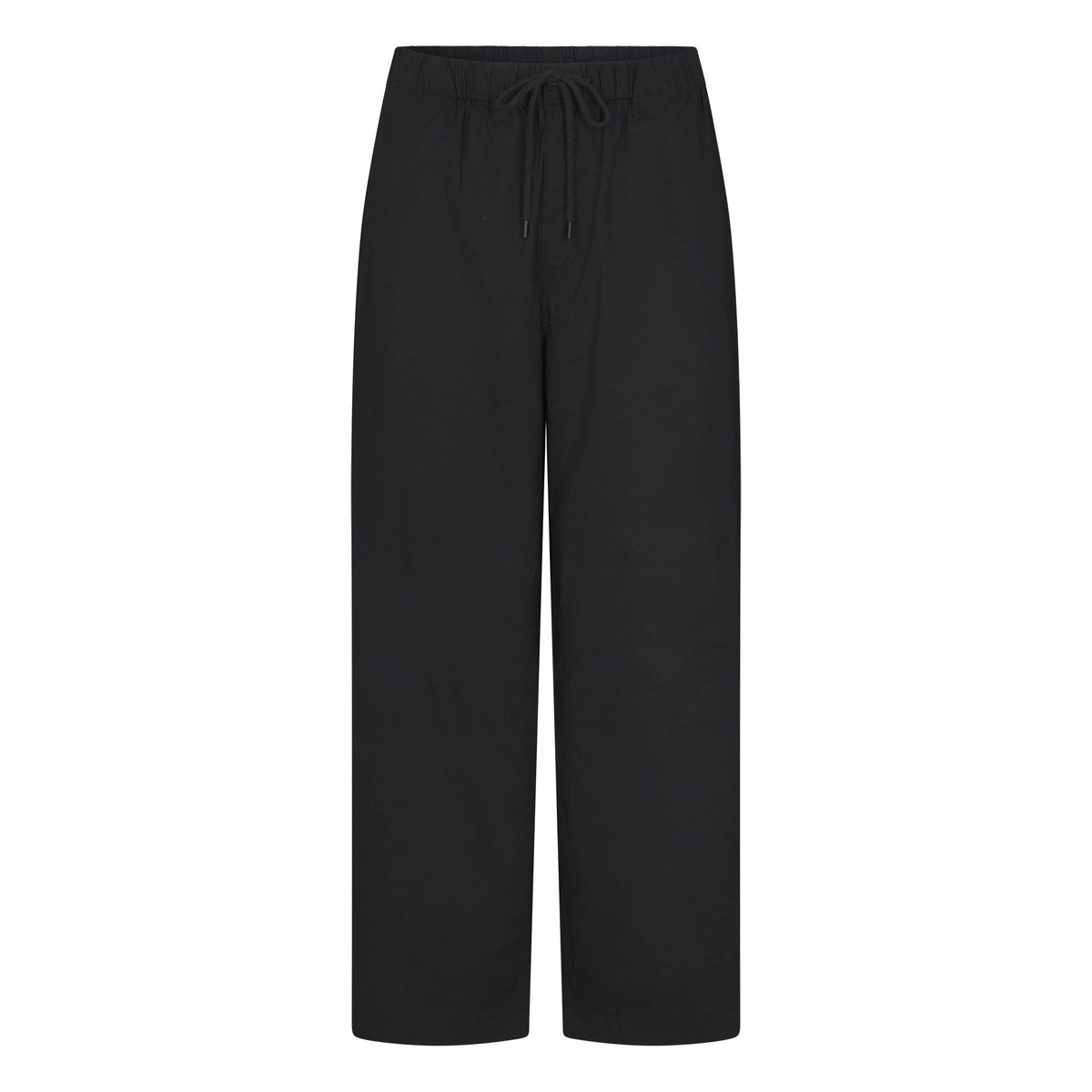 WOVEN COTTON OVERSIZED STRAIGHT LEG PANT | ONYX FLAT ON A WHITE BACKGROUND | FLT