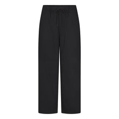 WOVEN COTTON OVERSIZED STRAIGHT LEG PANT | ONYX FLAT ON A WHITE BACKGROUND | FLT