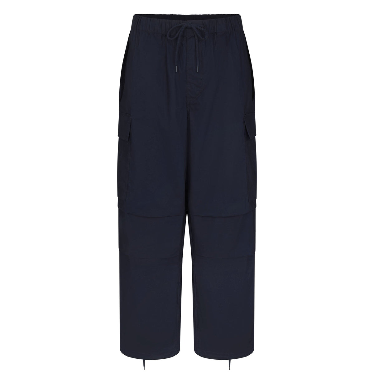 WOVEN COTTON OVERSIZED LOW RISE CARGO PANT | NAVY FLAT ON A WHITE BACKGROUND | FLT