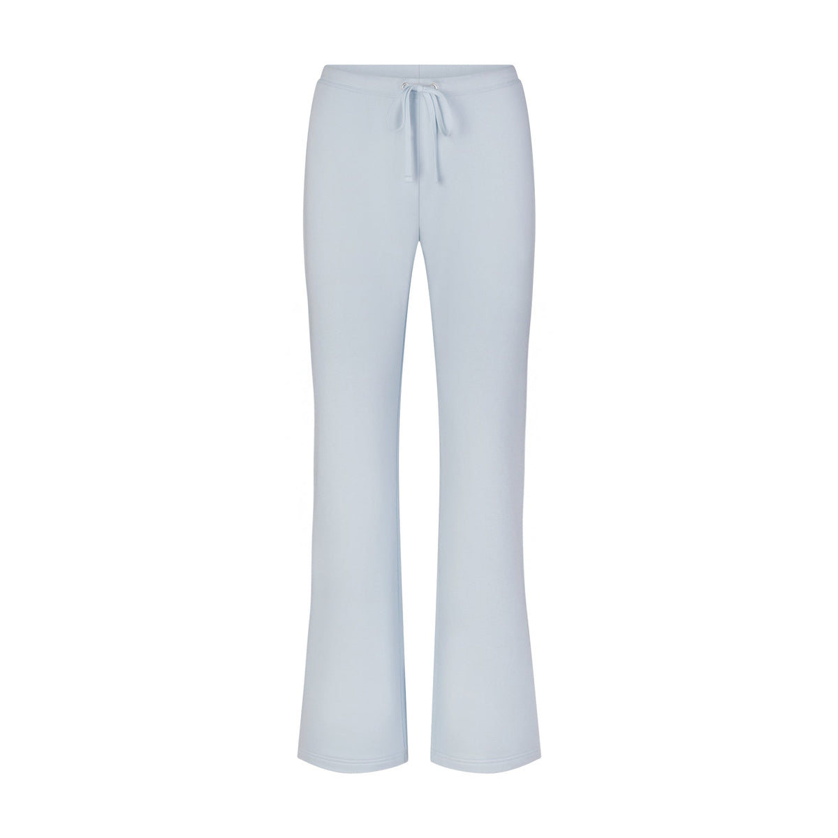DRAPEY FRENCH TERRY STRAIGHT LEG PANT | POWDER BLUE FLAT ON A WHITE BACKGROUND | FLT