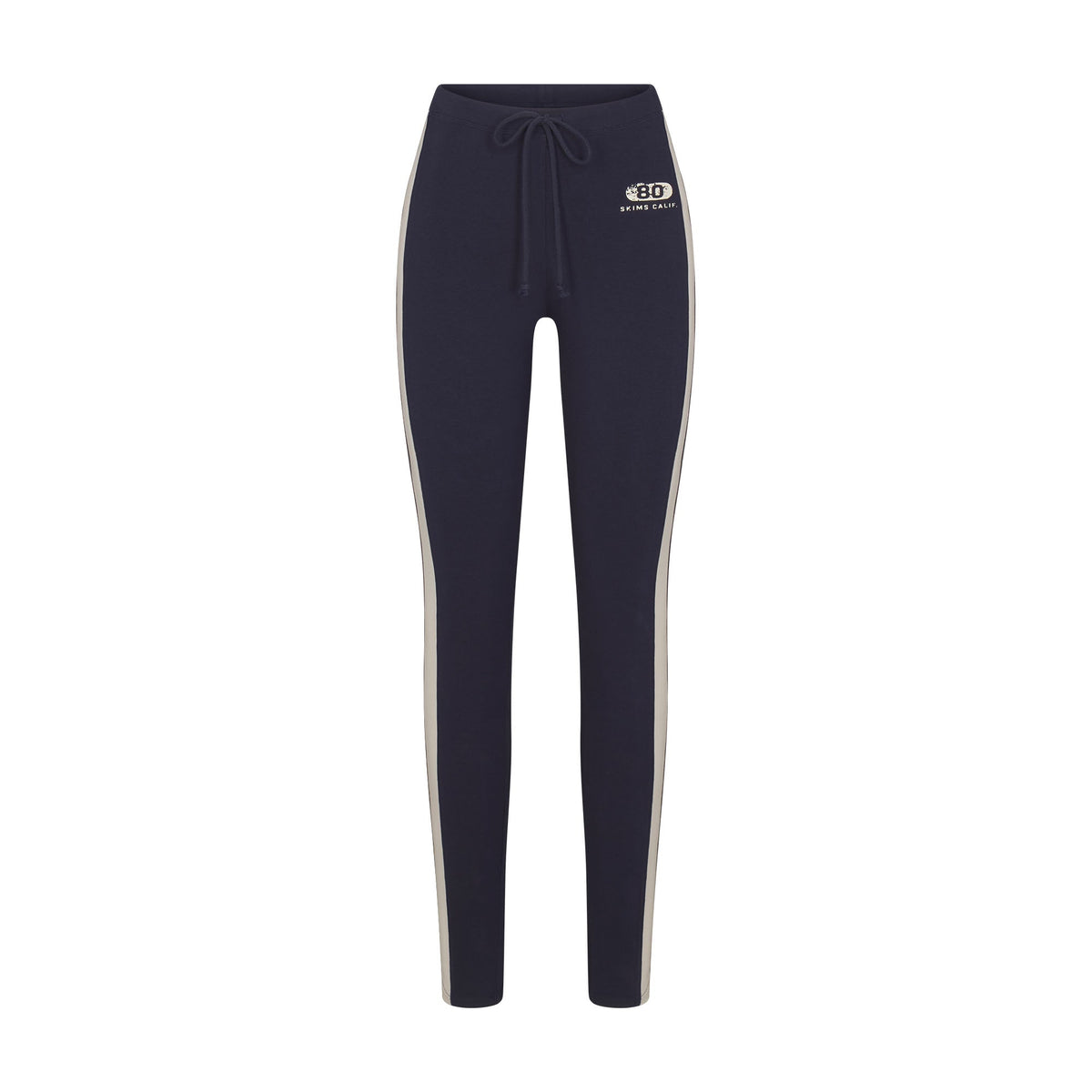 OUTDOOR HIGH-WAISTED LEGGING | NAVY ECRU CONTRAST & LAYS FLAT ON A WHITE BACKGROUND | FLT