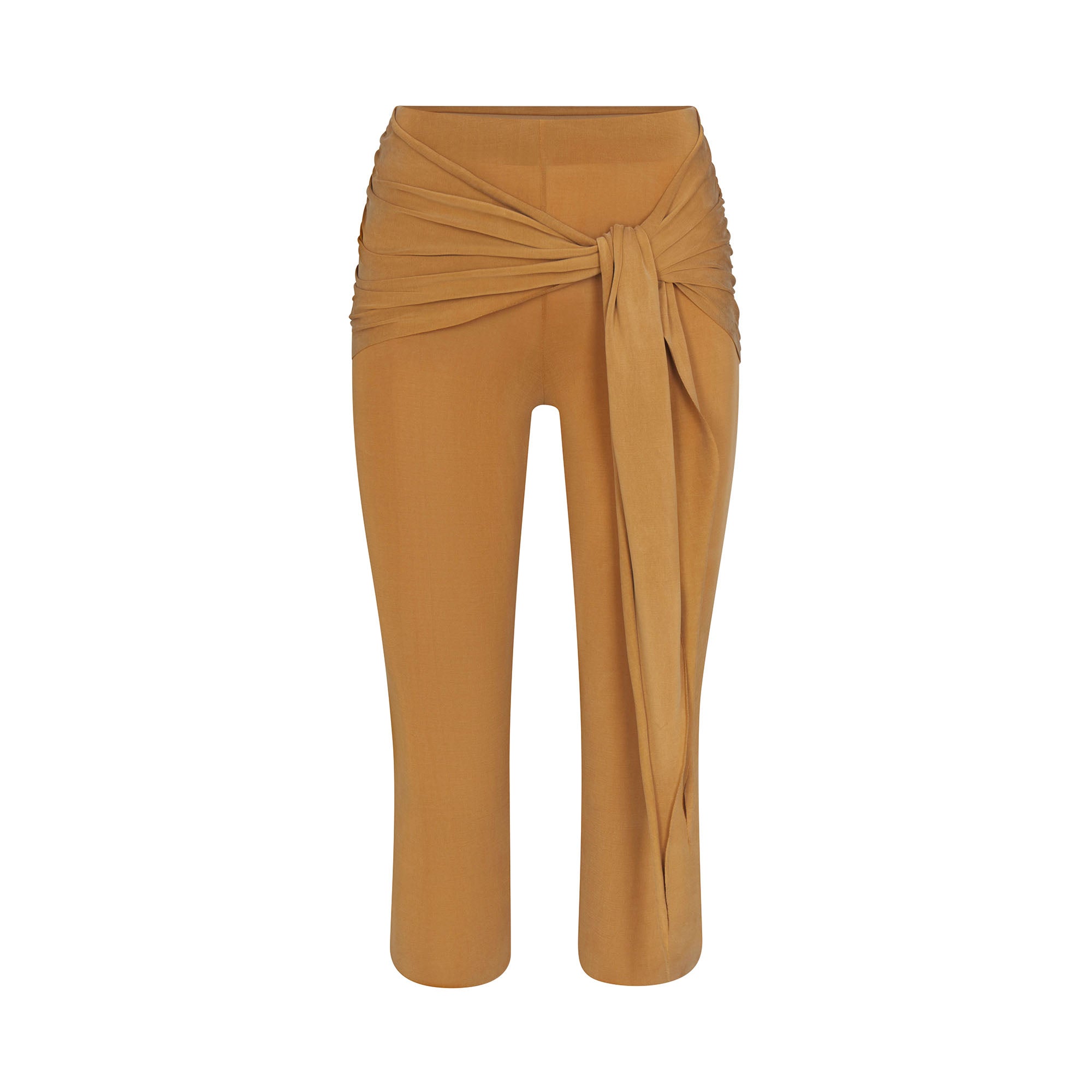 CUPRO JERSEY WRAP CAPRI | ALMOND FLAT ON A WHITE BACKGROUND | FLT