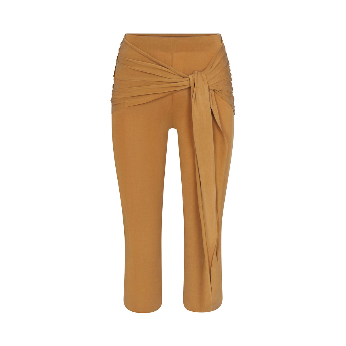 CUPRO JERSEY WRAP CAPRI | ALMOND FLAT ON A WHITE BACKGROUND | FLT