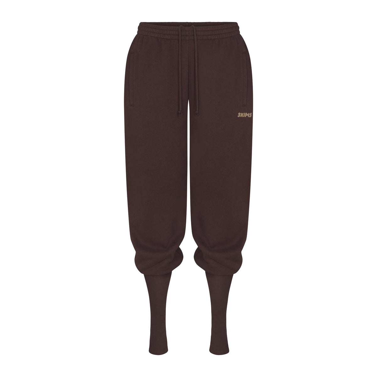 COTTON FLEECE JOGGER WITH RIB GAITERS | ESPRESSO FLAT ON A WHITE BACKGROUND | FLT