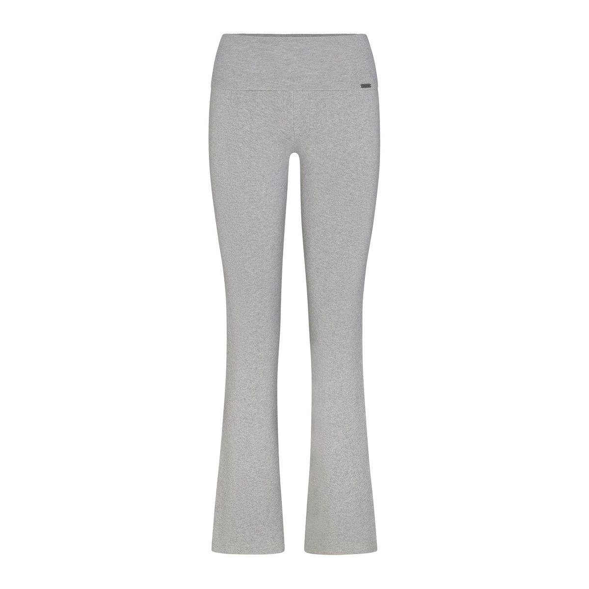 ESSENTIAL SWEATERS FOLDOVER PANT  | MID HEATHER GREY FLAT ON A WHITE BACKGROUND | FLT