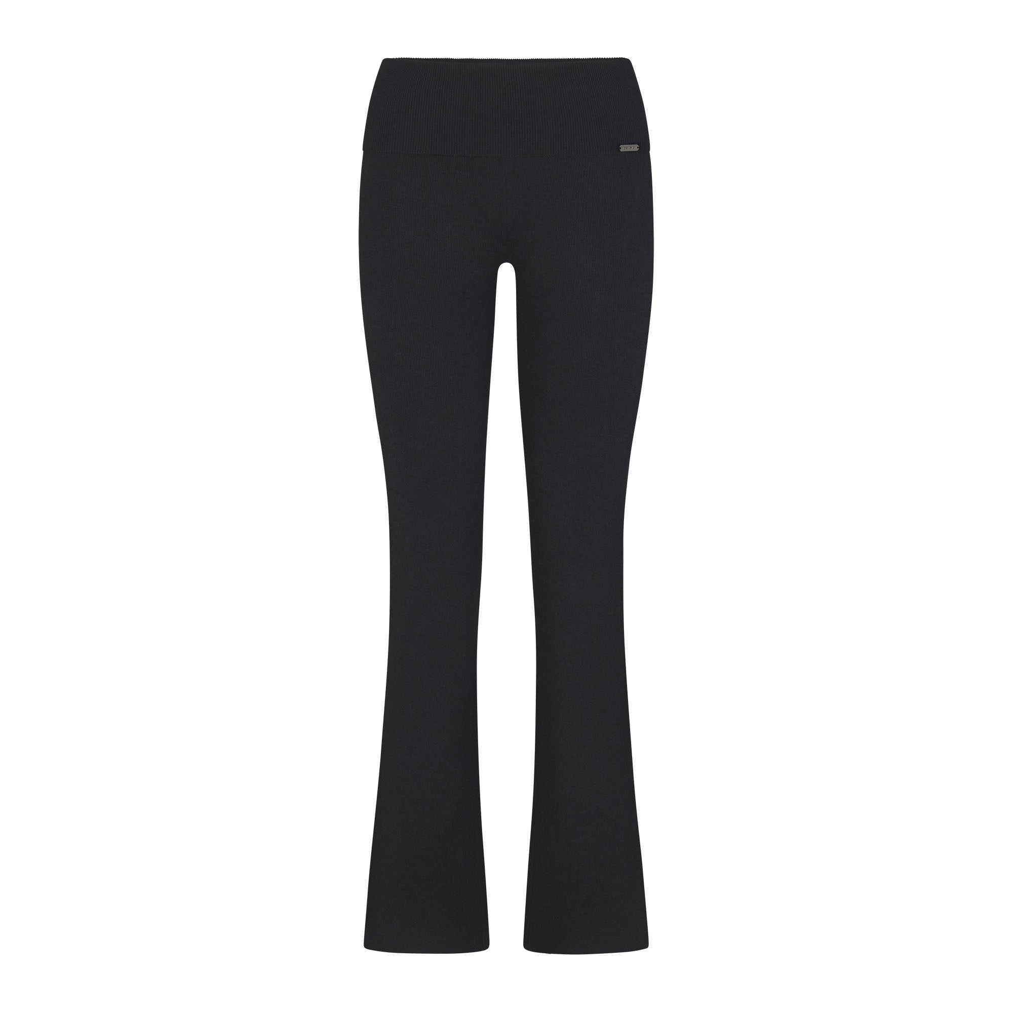 ESSENTIAL SWEATERS FOLDOVER PANT | ONYX FLAT ON A WHITE BACKGROUND | FLT