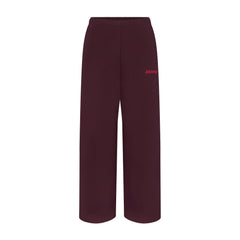 COTTON FLEECE STRAIGHT LEG PANT WITH EMBOSSED LOGO | CURRANT FLAT ON A WHITE BACKGROUND | FLT