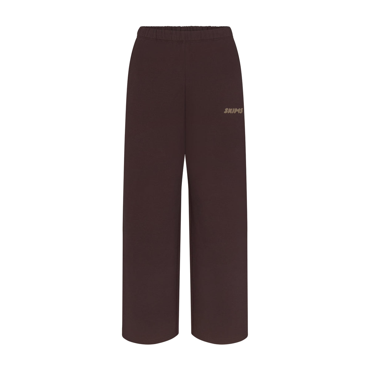 COTTON FLEECE STRAIGHT LEG PANT WITH EMBOSSED LOGO | ESPRESSO FLAT ON A WHITE BACKGROUND | FLT