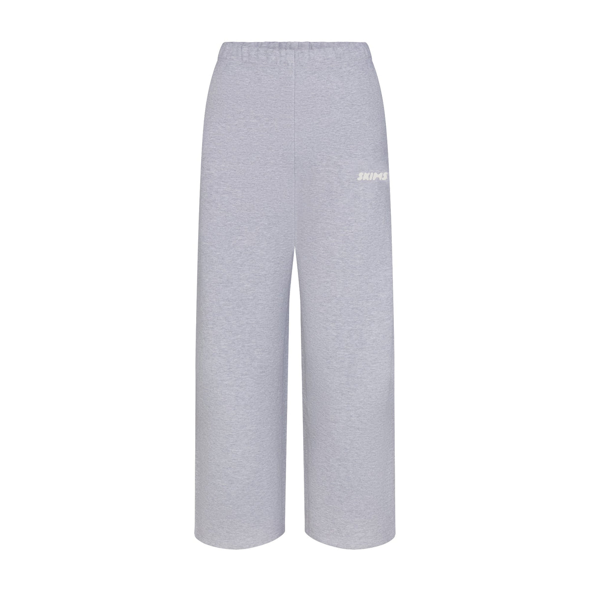 COTTON FLEECE STRAIGHT LEG PANT WITH EMBOSSED LOGO | HEATHER GREY FLAT ON A WHITE BACKGROUND | FLT