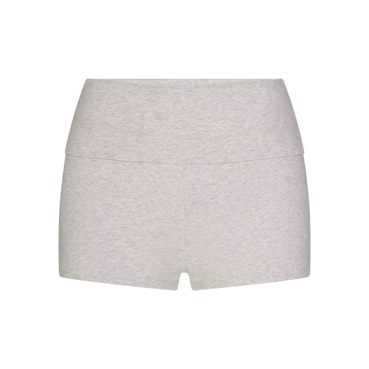 COTTON JERSEY FOLDOVER SHORT | LIGHT HEATHER GREY FLAT ON A WHITE BACKGROUND | FLT