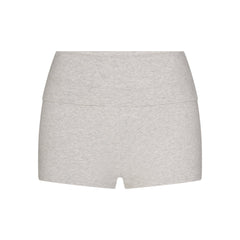 COTTON JERSEY FOLDOVER SHORT | LIGHT HEATHER GREY FLAT ON A WHITE BACKGROUND | FLT