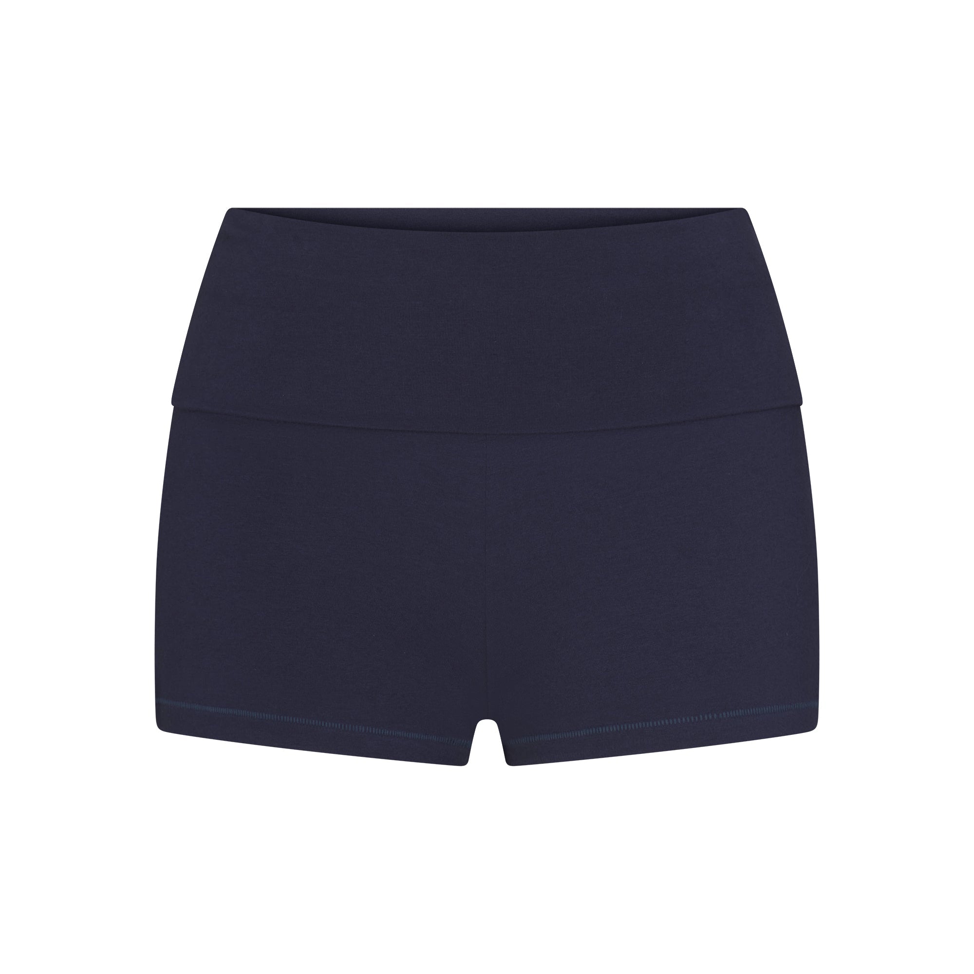 COTTON JERSEY FOLDOVER SHORT | NAVY FLAT ON A WHITE BACKGROUND | FLT
