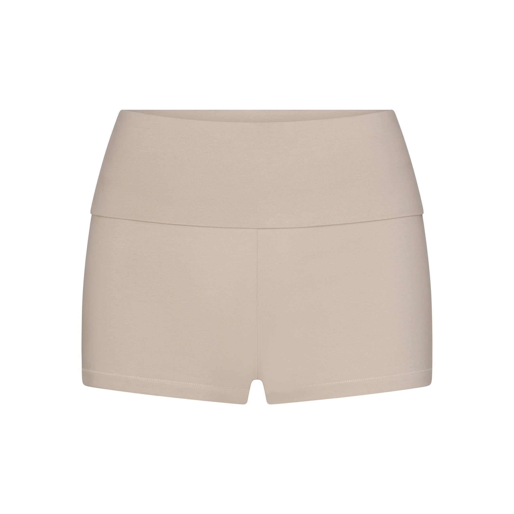 COTTON JERSEY FOLDOVER SHORT | STONE FLAT ON A WHITE BACKGROUND | FLT